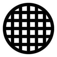 Grating grate lattice trellis net mesh BBQ grill grilling surface round shape icon black color vector illustration image flat style