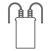 Electric transformer high voltage substation energy power contour outline line icon black color vector illustration image thin flat style