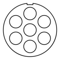 Grate for meat grinder plate mincer device for growing shallow of meat lattice sieve contour outline line icon black color vector illustration image thin flat style