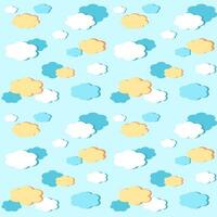Seamless pattern with cloud vector illustration in yellow and blue background