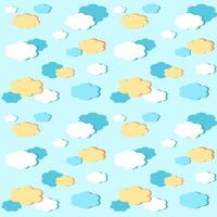 Seamless pattern with cloud vector illustration in yellow and blue background