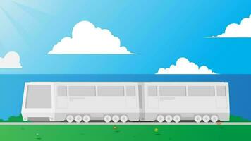 moving train.  beautiful natural scenery.  animated videos