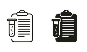 Semen Analysis, Laboratory Research Symbol Collection. Sperm Medical Analysis for Paternity, Infertility Line and Silhouette Black Icon Set. Sperm Test Result Pictogram. Isolated Vector Illustration.