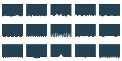 Divider Shape for Website Set. Curve Lines, Drops, Wave Shape Separator Effects Collection For Poster, App, Banner. Abstract Design Elements for Web Page Top and Bottom. Isolated Vector Illustration.