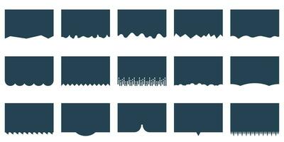 Divider Shape for Website Set. Curve Lines, Drops, Wave Shape Separator Effects Collection For Poster, App, Banner. Abstract Design Elements for Web Page Top and Bottom. Isolated Vector Illustration.