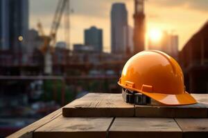 The importance of safety gear for construction workers and the presence of a helmet at a construction site. Generative ai photo