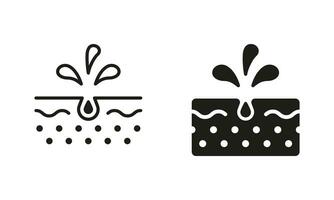 Cleansing Clogged Deep Pore Symbol Collection. Facial Skin Care Pictogram. Unclog the Skin Face of Dirty Blackhead and Dust Line and Silhouette Black Icon Set. Isolated Vector Illustration.