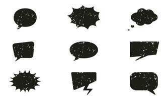 Speech Bubble Grunge Texture Set. Blank Chat Cloud Bubble In Different Shapes, Empty Rough Message Symbol Collection. Speak, Talk, Dialog Sketch Icon. Isolated Vector Illustration.