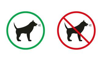 perro ladrar advertencia signo. enojado mascota silueta íconos colocar. perrito ruido permitido, entrada con agresivo perrito prohibido símbolo. aislado vector ilustración.