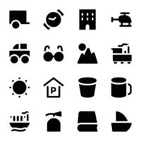 Set of Trip Bold Glyph Icons vector