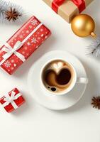 AI generated A Winter Christmas Cup Of Coffee Isolated On A White Background. AI Generated photo