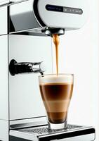 AI generated Espresso From A Coffee Machine Isolated On A White Background. AI Generated photo