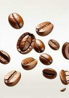 AI generated Flying Coffee Beans Isolated On A White Background. AI Generated photo
