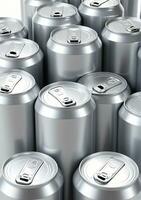 AI generated Metallic Drink Cans In Shrink Wrapping Isolated On A White Background. AI Generated photo