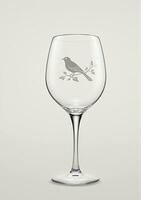 AI generated A Wine Glass With A Bird Etched On The Side Isolated On A White Background. AI Generated photo