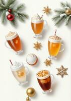 AI generated Holiday Winter Drinks Isolated On A White Background. AI Generated photo