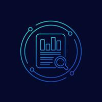 audit icon, auditing financial statement, linear design vector