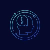 mental disorder, psychological problem icon, linear design vector