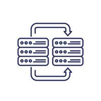 server backup, copy data line icon vector