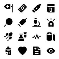 Set of Medical Elements Bold Glyph Icons vector