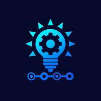 startup icon with a light bulb and gear, vector