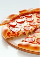 ai generado Pizza pepperoni aislado en un blanco antecedentes. ai generado foto