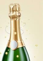 AI generated A Champagne Bottle With Sparkling Lights Isolated On A White Background. AI Generated photo