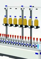 AI generated An Automated Production Line With Bottles Isolated On A White Background. AI Generated photo