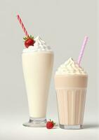 AI generated Various Milkshakes Isolated On A White Background. AI Generated photo