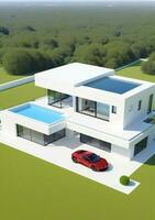 AI generated UltraModern House Concept Isolated On A White Background. AI Generated photo