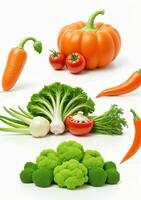 AI generated Collection Of Vegetables Isolated On A White Background. AI Generated photo