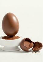 AI generated Chocolate Easter Egg Isolated On A White Background. AI Generated photo