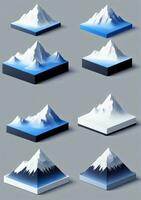 Set Of Mountains Isolated On A White Background. AI Generated photo