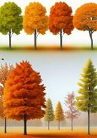 Set Of Autumn Trees Isolated On A White Background. AI Generated photo