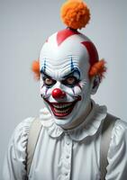 Scary Clown Isolated On A White Background. AI Generated photo