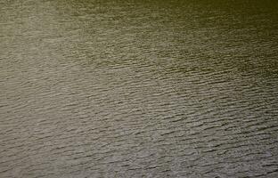 The texture of dark river water under the influence of wind, imprinted in perspective. Horizontal image photo