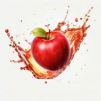Apple red splash background white background. Generative ai photo