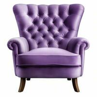 Isolated rufous velvet armchair. Vintage violet chair. Insulated furniture. Generative ai photo