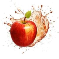 Apple red splash background white background. Generative ai photo