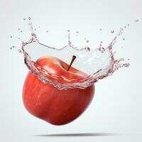 Apple red splash background white background. Generative ai photo