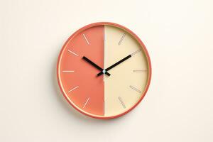 Concept of time Analog clock on pastel simple modern style background for banners, flyers, posters or websites. Generative Ai photo