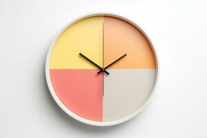 Concept of time Analog clock on pastel simple modern style background for banners, flyers, posters or websites. Generative Ai photo