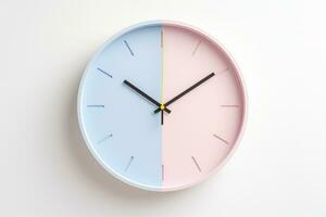 Concept of time Analog clock on pastel simple modern style background for banners, flyers, posters or websites. Generative Ai photo