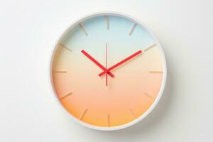 Concept of time Analog clock on pastel simple modern style background for banners, flyers, posters or websites. Generative Ai photo