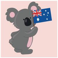 Portrait of koala holding Australia flag celebrate Australia day vector illustration