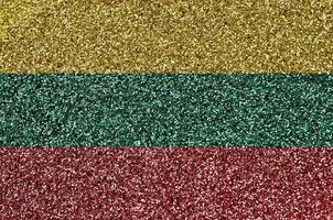 Lithuania flag depicted on many small shiny sequins. Colorful festival background for party photo