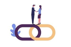 handshake concept, link as a strong union and cooperation flat style illustration vector design