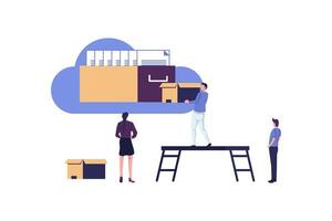 cloud storage, data processing, message sending, illustration for web design marketing and printed materials vector