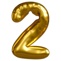 Number two transparent golden balloons. For designing birthday cards Festivals and anniversaries png