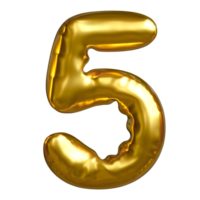 Number five transparent golden balloon. For designing birthday cards Festivals and anniversaries png